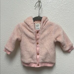 First Impressions Light Pink Plush Sherpa Hooded Baby Jacket 3-6 Months